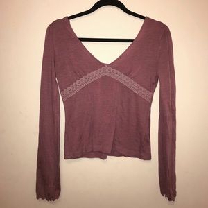 Free People Long Sleeve Pink Crop Top
